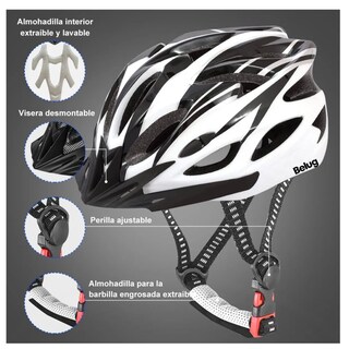Foto 2 | Foto 2 | Casco De Bicicleta Adulto Ciclismo Casco+gafas+mascara+bolso Blanco 58-63 Cm Belug