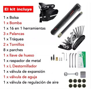 Foto 4 | Foto 4 | Kit de Herramientas para Reparar Bicicleta Con Bolsa 16 En 1