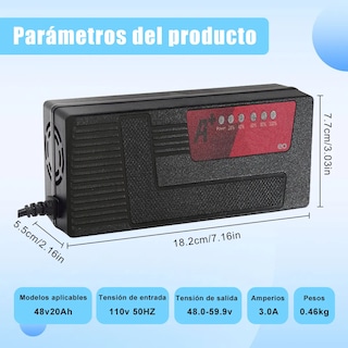 Foto 3 | Foto 3 | Cargador De Bicicleta Eléctrica De 48 V Y 12ah Con 6 Luces Indicadoras Eo Safe Imports Esi-19326 Negro