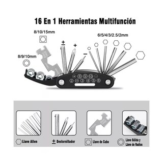 Foto 3 | Foto 3 | Kit de Herramienta con Bolsa y Bomba Eo Safe Imports Esi-5325 para Bicicleta Negro 16 Piezas