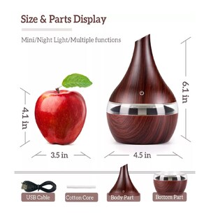Foto 2 | Foto 2 | Difusor de Aromas BELUG color Marrón Eléctrico Humidificador de Aire 300 ML