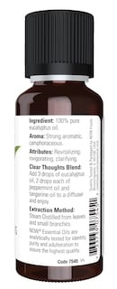 Foto 2 | Foto 2 | Aceite Esencial Now De Eucalipto, 30 Ml, 100% Puro, Vegano, Destilado Al Vapor - Venta Internacional.