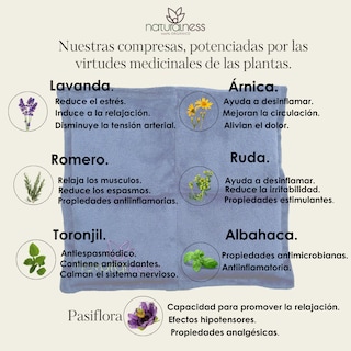 Foto 4 | Foto 4 | Compresa Térmica Naturalness con Semillas y Plantas para Dolores Musculares Tamaño Chico Azul