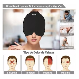 Foto 3 | Foto 3 | Gorro Para Migraña De Gel Con Compresión Fría Y Caliente Negro