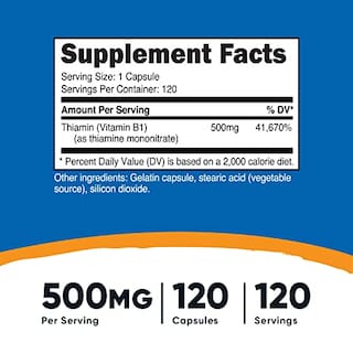 Foto 1 | Foto 1 | Suplemento Nutricost De Vitamina B1 (tiamina) 500 Mg 120 Cápsulas - Venta Internacional.