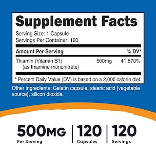 Foto 7 | Foto 7 | Suplemento Nutricost De Vitamina B1 (tiamina) 500 Mg 120 Cápsulas - Venta Internacional.