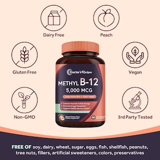 Foto 5 | Foto 5 | Suplemento Doctor's Recipes: Vitamina B12, Metilcobalamina 5000 MCG 90 Tabletas - Venta Internacional