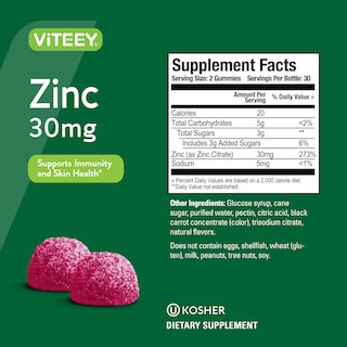 Foto 4 | Foto 4 | Suplemento Viteey Zinc Gummies 30 Mg Para Apoyar La Salud Inmunológica - Venta Internacional.