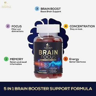 Foto 5 | Foto 5 | Gominolas De Suplemento Nature's Nutrition Brain Focus Memory 60 - Venta Internacional.