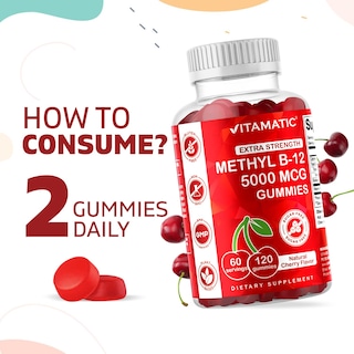 Foto 4 | Foto 4 | Gomitas De Vitamina B12 Vitamatic Extra Strength 5000 Mcg 120 Unidades - Venta Internacional.