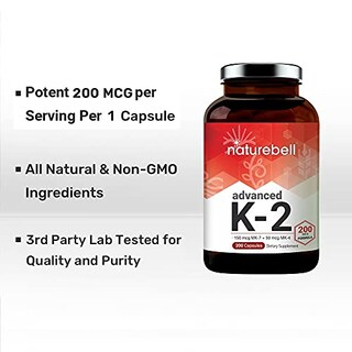 Foto 5 | Foto 5 | Suplemento Naturebell de Vitamina K2 de Espectro Completo 200 Mcg 200 Cápsulas - Venta Internacional