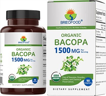 Foto 1 | Foto 1 | Suplemento Brieofood Bacopa Organic 1500 Mg 90 Comprimidos - Venta Internacional.