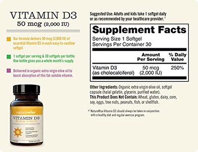 Foto 2 | Foto 2 | Suplemento Naturewise De Vitamina D3 2000 Ui (50 Mcg) 30 Cápsulas Blandas - Venta Internacional.