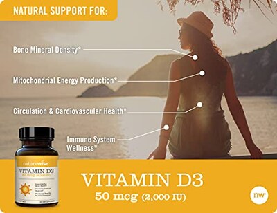 Foto 6 | Foto 6 | Suplemento Naturewise De Vitamina D3 2000 Ui (50 Mcg) 30 Cápsulas Blandas - Venta Internacional.