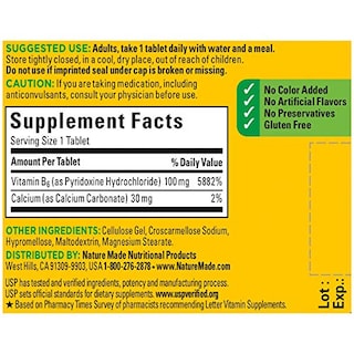 Foto 2 | Foto 2 | Suplemento Nature Made De Vitamina B6, Tabletas De 100 Mg, 100 Unidades - Venta Internacional.