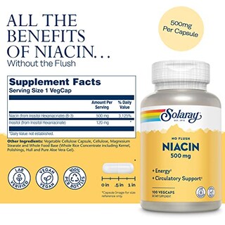 Foto 3 | Foto 3 | Suplemento Solaray Niacin No Flush, 500 Mg, 100 Cápsulas Vegetales - Venta Internacional.