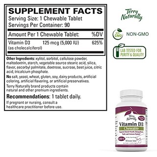 Foto 3 | Foto 3 | Suplemento Terry Naturally de Vitamina D3 5000 UI 180 Comprimidos - Venta Internacional