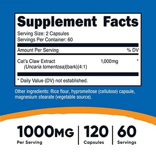Foto 2 | Foto 2 | Suplemento Nutricost Uña De Gato 1000 Mg 120 Cápsulas - Venta Internacional.