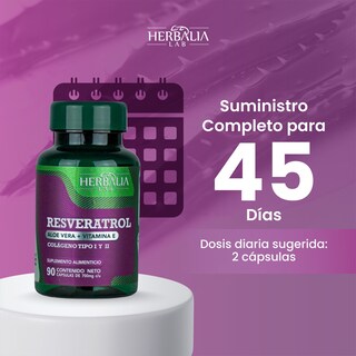 Foto 6 | Foto 6 | Suplemento Alimenticio Herbalia Lab Resveratrol 500mg con Vitamina E y Colágeno Antioxidante Superior para Salud y Piel