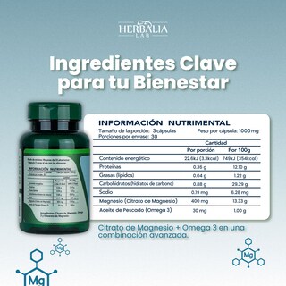 Foto 4 | Foto 4 | Citrato De Magnesio 500 Mg Con Omega 3 De Herbalia Lab