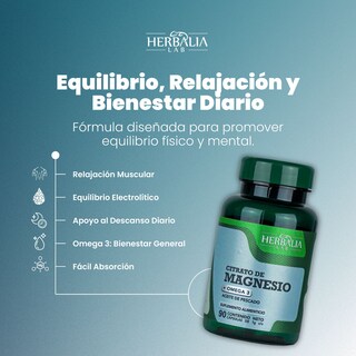 Foto 5 | Foto 5 | Citrato De Magnesio 500 Mg Con Omega 3 De Herbalia Lab