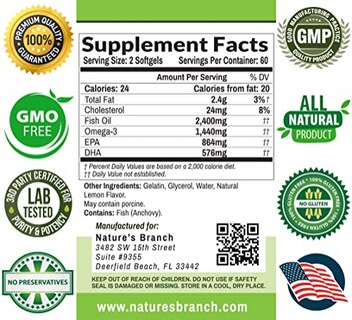 Foto 7 | Foto 7 | Suplemento de Aceite de Pescado Omega 3 Nature's Branch 2400 mg 120 Cápsulas - Venta Internacional