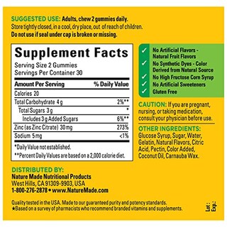 Foto 5 | Foto 5 | Gomitas De 30 Mg De Zinc De Supplements Nature Made 60 Unidades - Venta Internacional.