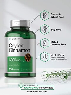 Foto 5 | Foto 5 | Suplemento Horbäach: Extracto De Canela De Ceilán, 6000 Mg, 150 Cápsulas - Venta Internacional.
