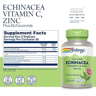 Foto 2 | Foto 2 | Suplemento Solaray, Equinácea, Vitamina C Y Zinc, 850 Mg, 100 Vegc - Venta Internacional.