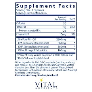 Foto 2 | Foto 2 | Aceite De Pescado Ultrapuro Supplement Vital Nutrients 800 90 Softgge - Venta Internacional.