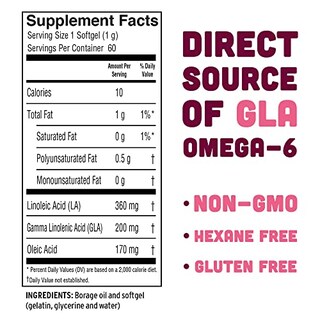 Foto 3 | Foto 3 | Complementa Las Cápsulas Blandas De Aceite De Borraja De Barlean De 1000 Mg Con Gla 60 Unidades - Venta Internacional.