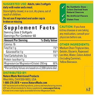 Foto 5 | Foto 5 | Suplemento De Citrato De Magnesio Nature Made 250 Mg 120 Cápsulas Blandas - Venta Internacional.