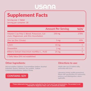 Foto 2 | Foto 2 | Suplemento Usana Visionex Ds Con Luteína Para La Salud Ocular (28 Comprimidos) - Venta Internacional.