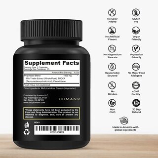 Foto 2 | Foto 2 | Suplemento Humanx Tudca+ 1000 Mg De Ácido Tauroursodesoxicólico - Venta Internacional.
