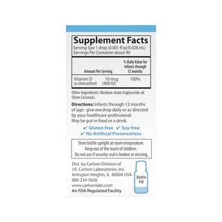 Foto 4 | Foto 4 | Suplemento Super Daily D3 De Carlson Laboratories Para Bebés - Venta Internacional.