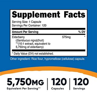 Foto 2 | Foto 2 | Suplemento Nutricost En Cápsulas De Saúco 575 Mg (120 Cápsulas) - Venta Internacional.