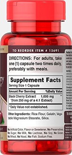 Foto 5 | Foto 6 | Suplemento De Extracto De Cereza Negra Puritan's Pride, 1000 Mg, 100 Unidades - Venta Internacional.