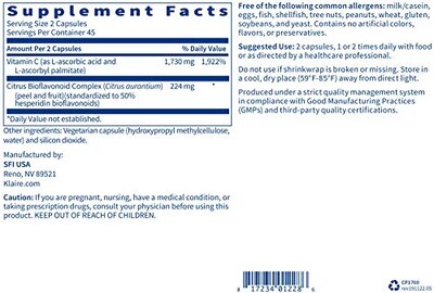 Foto 5 | Foto 5 | Complemente Klaire Labs C Plus Con Bioflavonoides 90 Cápsulas - Venta Internacional.
