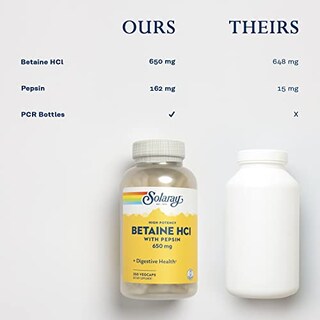 Foto 5 | Foto 5 | Suplemento Solaray Betaína Hcl Con Pepsina 650 Mg 250 Cápsulas Vegetales - Venta Internacional.