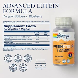 Foto 2 | Foto 2 | Suplemento Solaray Lutein Eyes Advanced 24 mg con Bilberry 60 Cápsulas - Venta Internacional