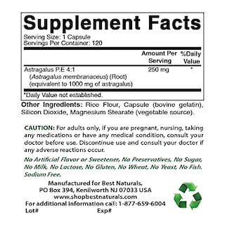 Foto 2 | Foto 2 | Suplemento Best Naturals Astragalus, Cápsula De 1000 Mg, 120 Unidades - Venta Internacional.