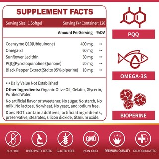 Foto 3 | Foto 3 | Suplemento De Cápsulas Blandas Zebora Coq10-400 Mg Con Pqq, Bioperine Y O - Venta Internacional.