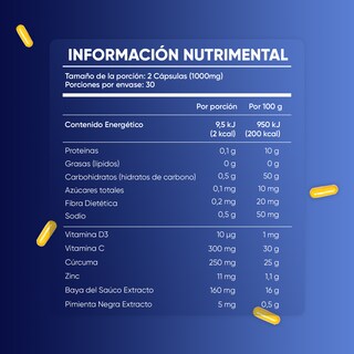 Foto 3 | Foto 3 | Suplemento MultiBlue con Vitamina C Zinc Y Cúrcuma - 60 Cápsulas