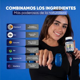 Foto 6 | Foto 6 | Suplemento MultiBlue con Vitamina C Zinc Y Cúrcuma - 60 Cápsulas