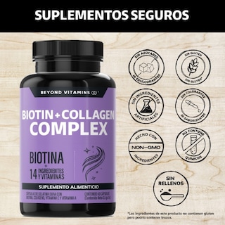Foto 4 | Foto 4 | Biotina con Colágeno 15 Ingredientes para Cabello Piel Uñas con 60 Cápsulas