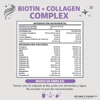 Foto 5 | Foto 5 | Biotina con Colágeno 15 Ingredientes para Cabello Piel Uñas con 60 Cápsulas