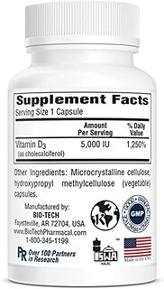 Foto 3 | Foto 3 | Suplemento Bio-tech Pharmacal De Vitamina D3 5000 Ui 250 Cápsulas - Venta Internacional.