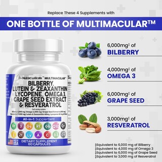 Foto 2 | Foto 2 | Vitaminas Y Nutracéuticos Limpios Para La Salud Ocular, Arándano, 6000 Mg - Venta Internacional.