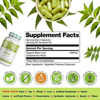 Foto 3 | Foto 3 | Suplemento Orgánico Veda Neem En Cápsulas, 120 Cápsulas Vegetarianas - Venta Internacional.