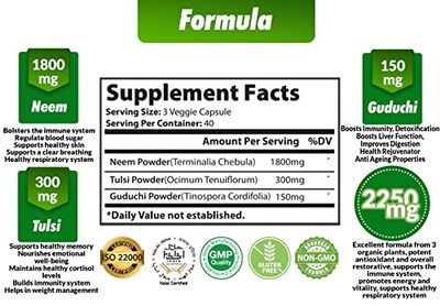 Foto 2 | Foto 2 | Suplemento Orgánico De Hojas De Neem De Cadane, 2250 Mg, 120 Cápsulas - Venta Internacional.